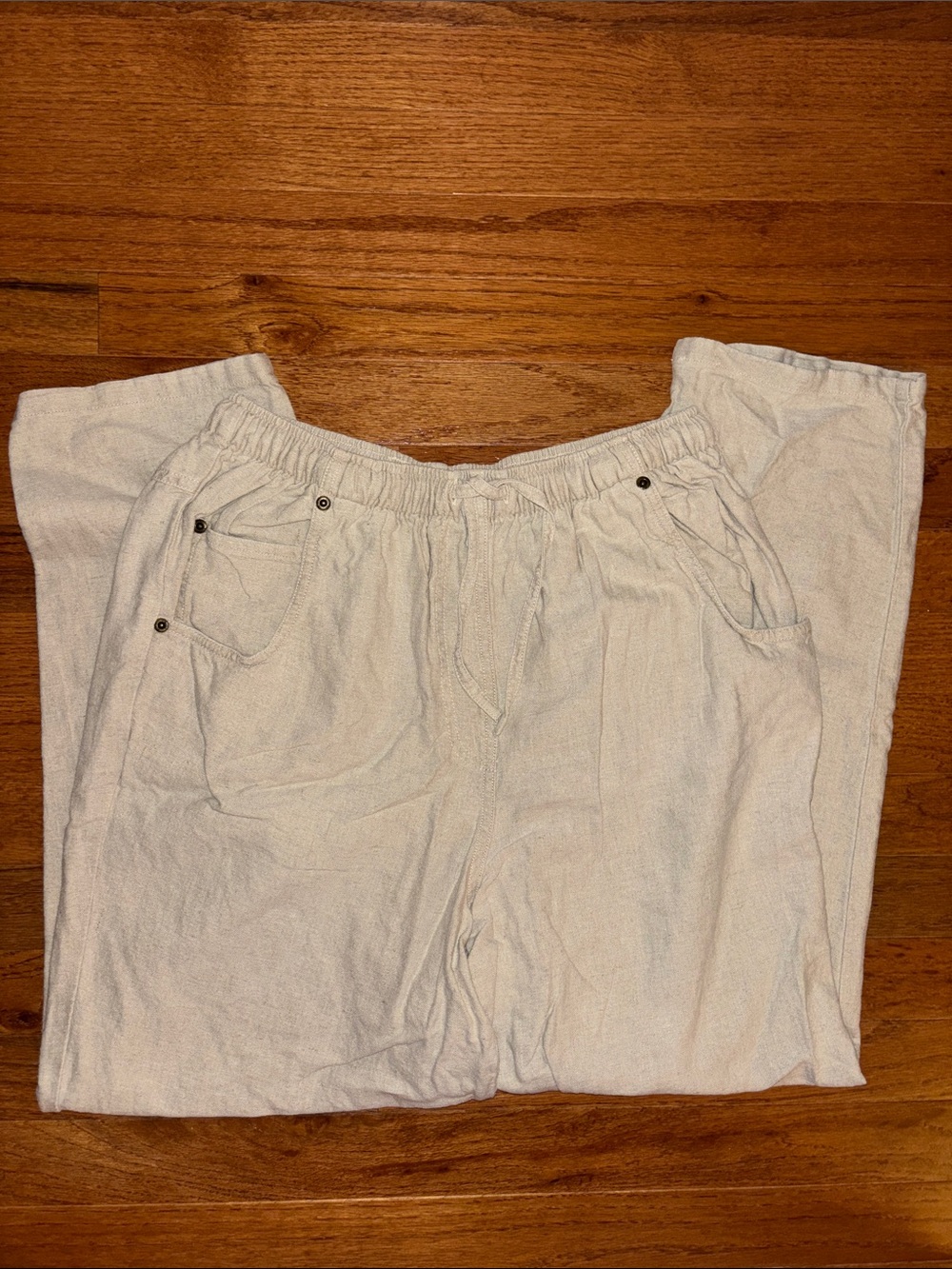 Erika & Co. Petites Petite Medium Brown Khaki Linen Pants Women’s Petite Medium